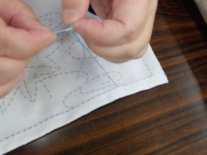 花布巾：刺し子