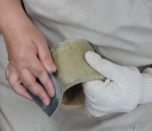 ペン立て（竹）：磨き